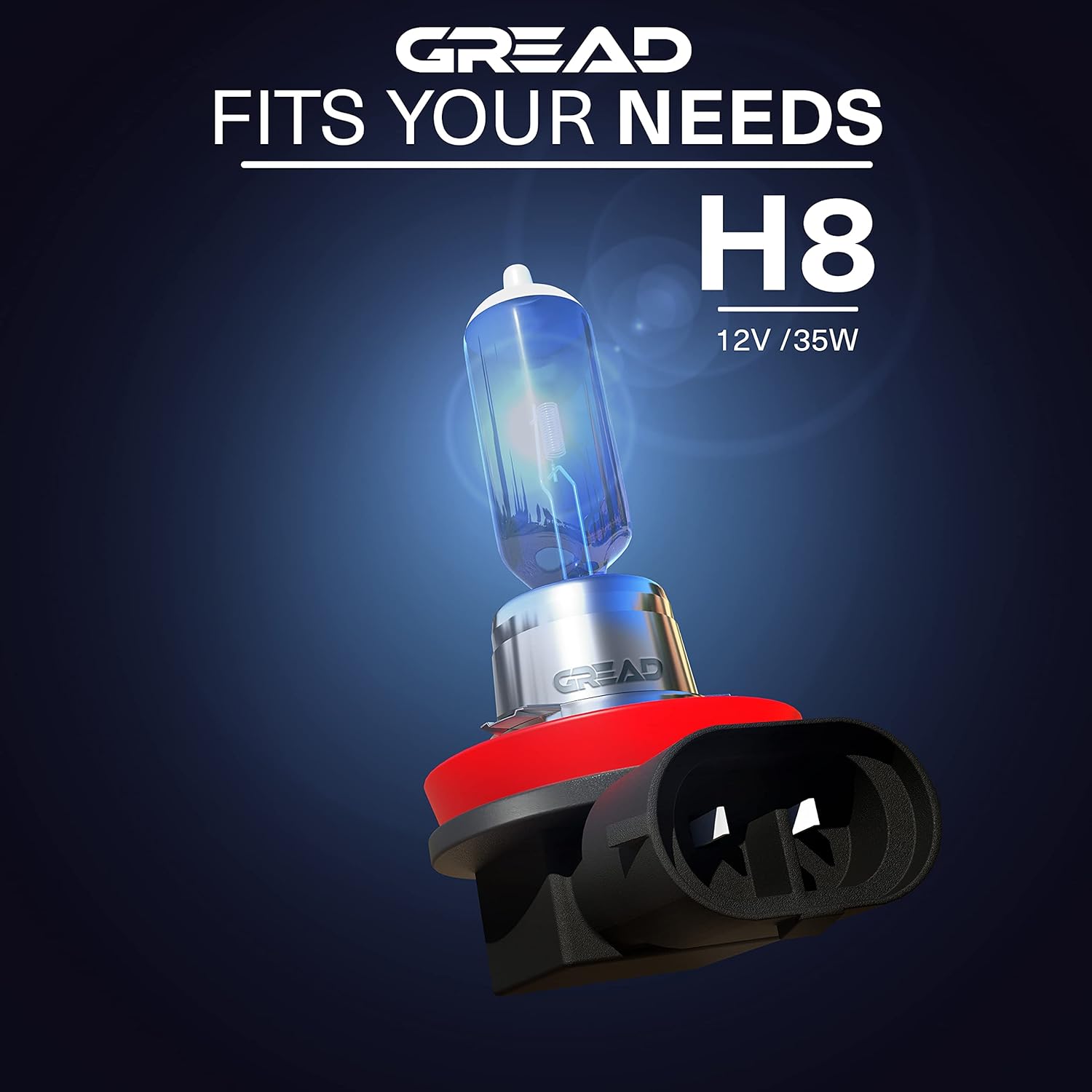 GREAD H8 Silverline Halogenlampe im Xenon-Look 8500K - 2er-Set