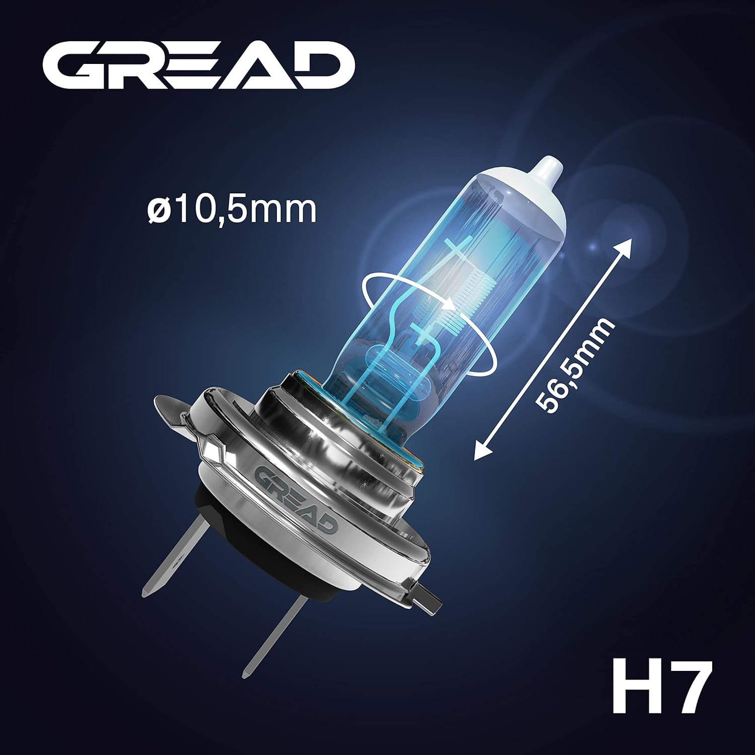 GREAD H7 Silverline Halogenlampe im Xenon-Look 8500K - 2er-Set