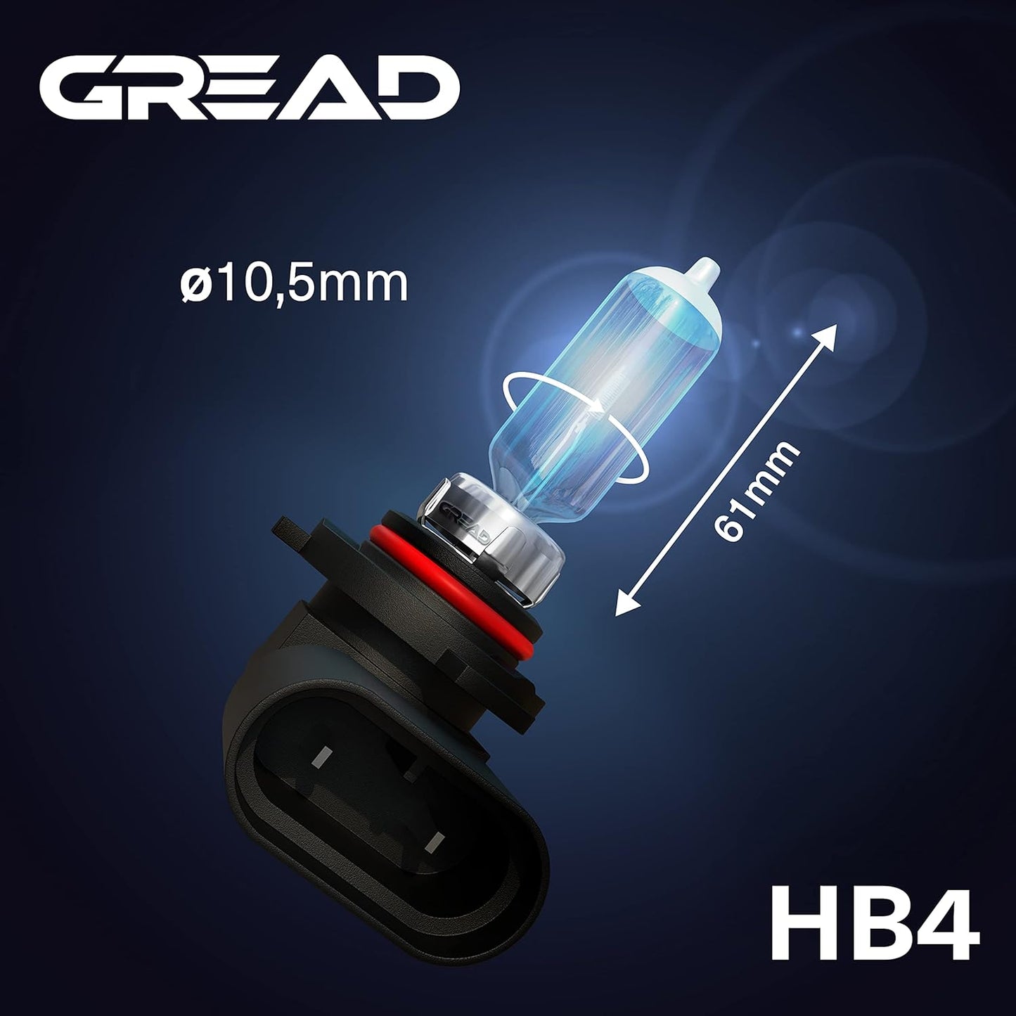 Gread - HB4 Lampe Auto HB4 12V 55W - super-white - Frontscheinwerfer 8500k E-Prüfzeichen eintragungsfrei - Xenon Optik - 2 Stück