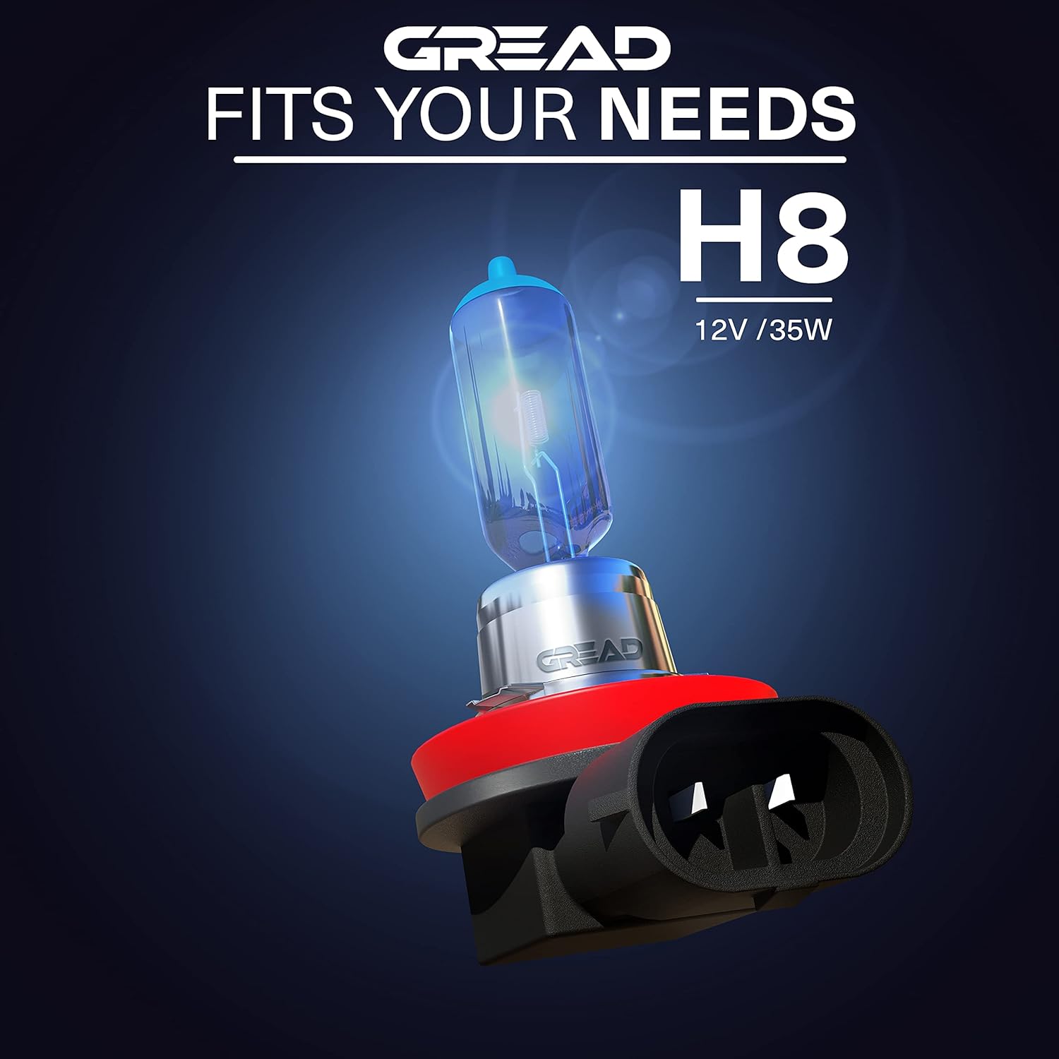 GREAD H8 Blueline Halogenlampe im Xenon-Look 8500K - 2er-Set