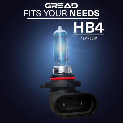 Gread - HB4 Lampe Auto HB4 12V 55W - super-white - Frontscheinwerfer 8500k E-Prüfzeichen eintragungsfrei - Xenon Optik - 2 Stück
