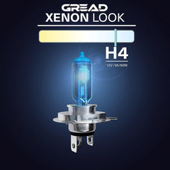 GREAD H4 Blueline Halogenlampe im Xenon-Look 8500K - 2er-Set