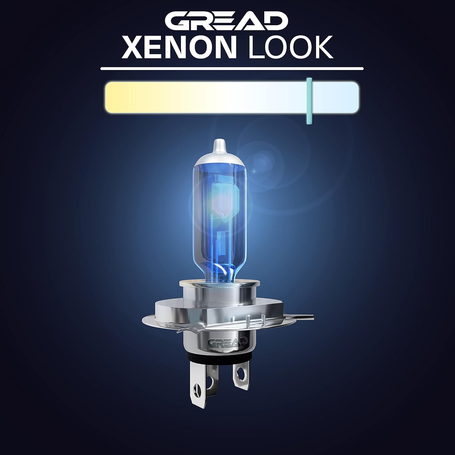 GREAD H4 Silverline Halogenlampe im Xenon-Look 8500K - 2er-Set