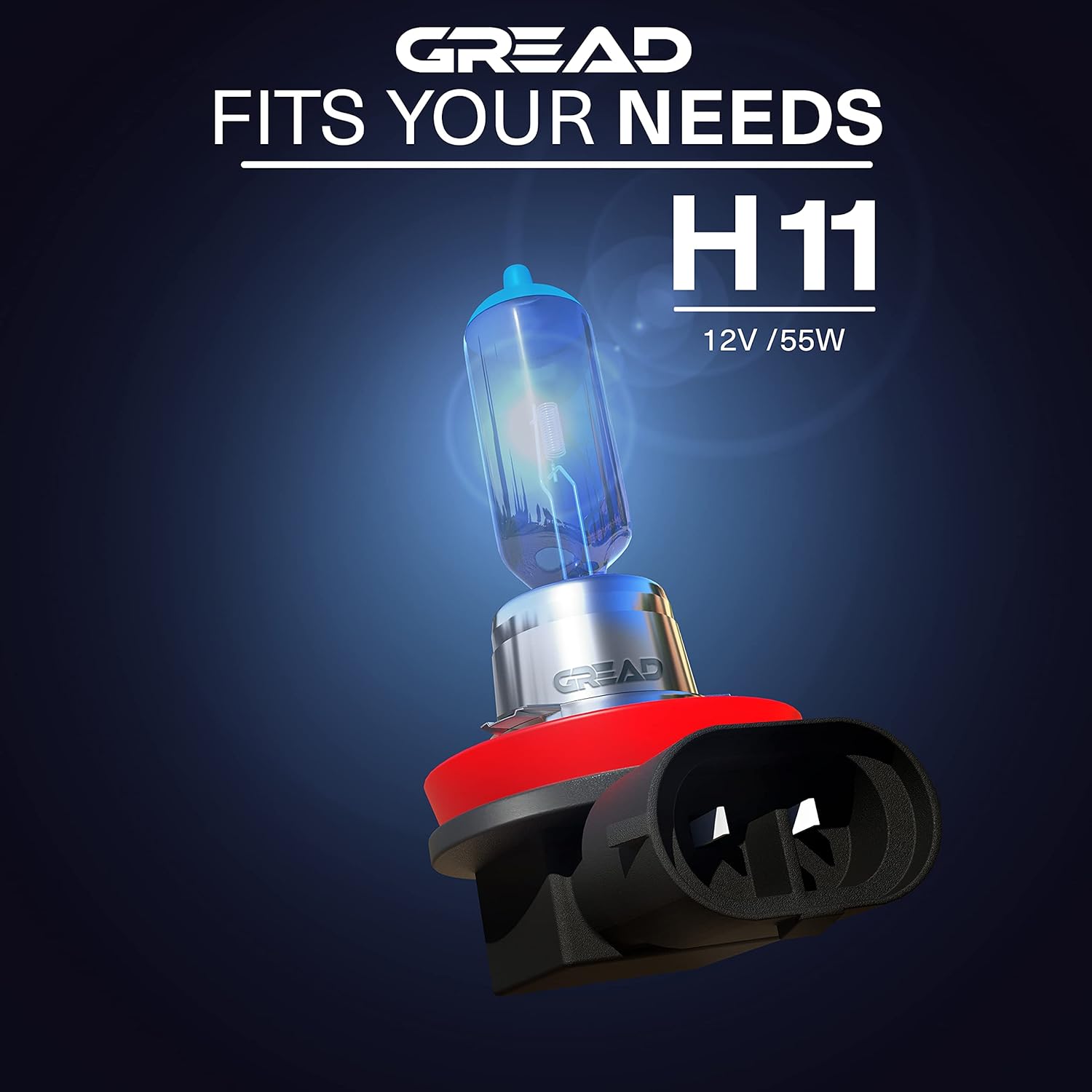 GREAD H11 Blueline Halogenlampe im Xenon-Look 8500K - 2er-Set