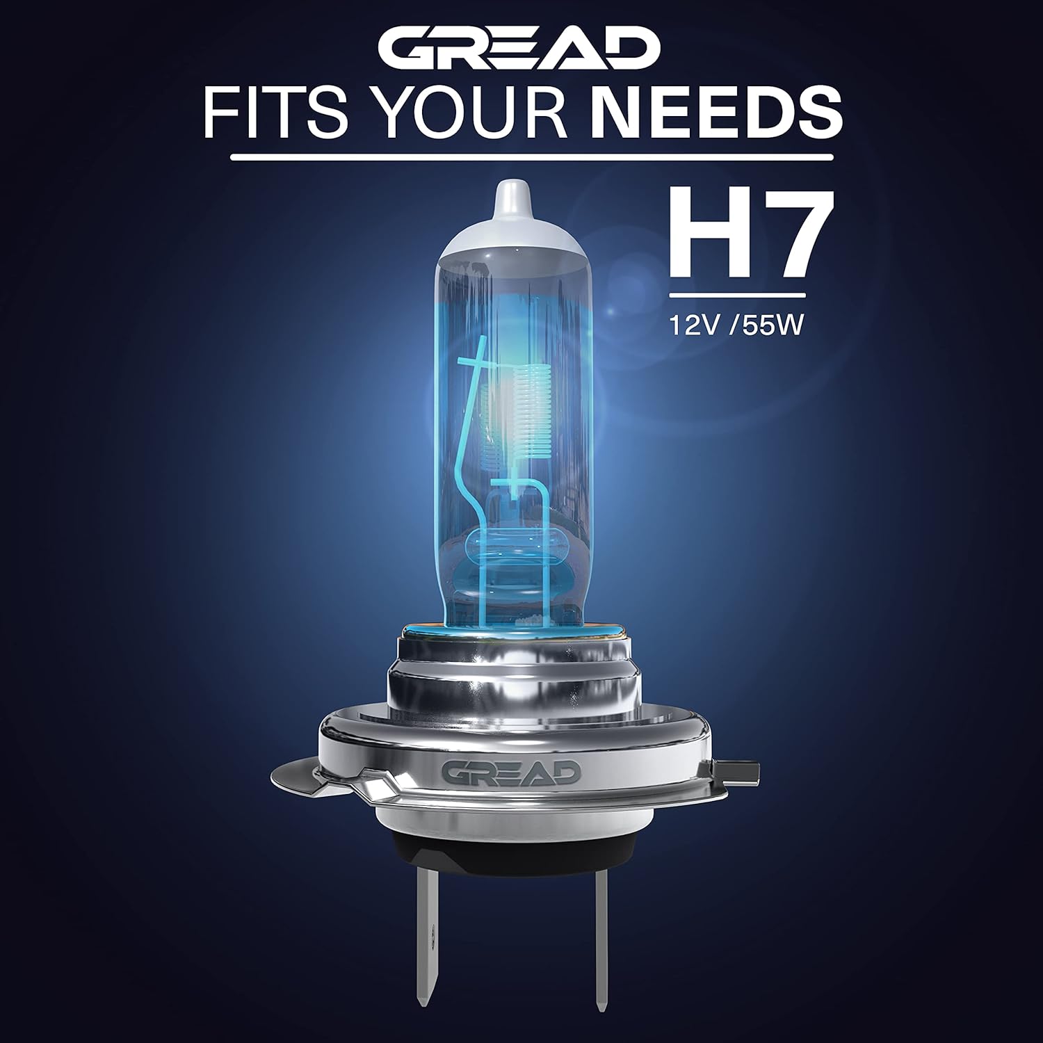 GREAD H7 Silverline Halogenlampe im Xenon-Look 8500K - 2er-Set