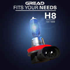 GREAD H8 Silverline Halogenlampe im Xenon-Look 8500K - 2er-Set