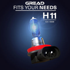 GREAD H11 Silverline Halogenlampe im Xenon-Look 8500K - 2er-Set