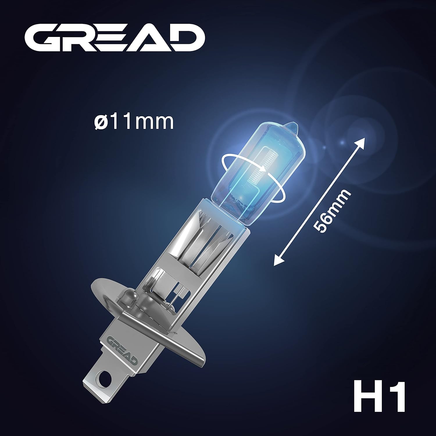 GREAD H1 Blueline Halogenlampe im Xenon-Look 8500K - 2er-Set
