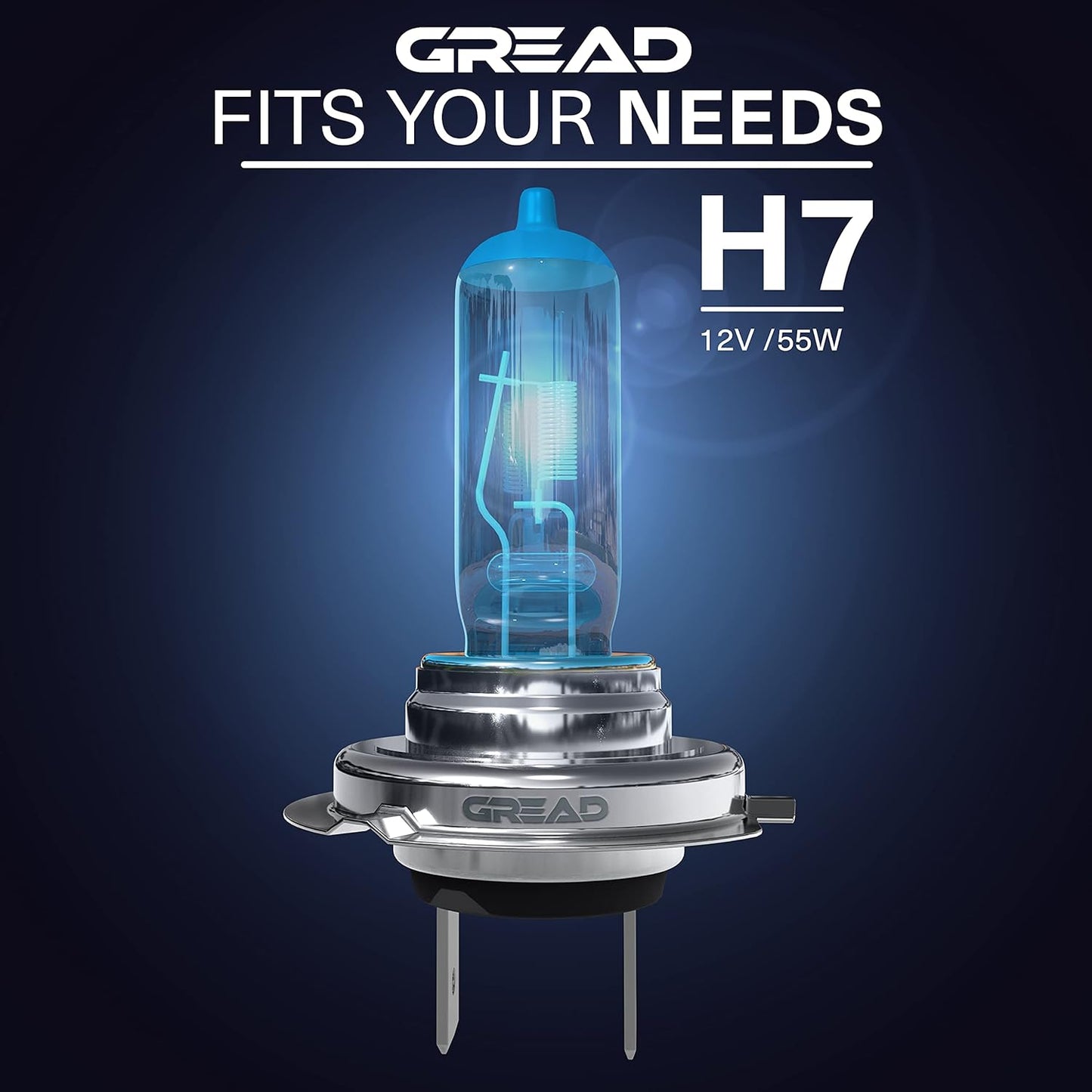 Gread - 2x H7 Halogen Lampen - super-white - 8500k 55W E-Prüfzeichen - Xenon Optik