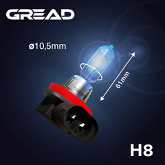 GREAD H8 Blueline Halogenlampe im Xenon-Look 8500K - 2er-Set
