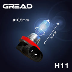 GREAD H11 Silverline Halogenlampe im Xenon-Look 8500K - 2er-Set