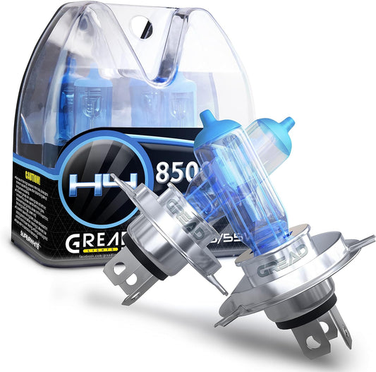 GREAD H4 Blueline Halogenlampe im Xenon-Look 8500K - 2er-Set