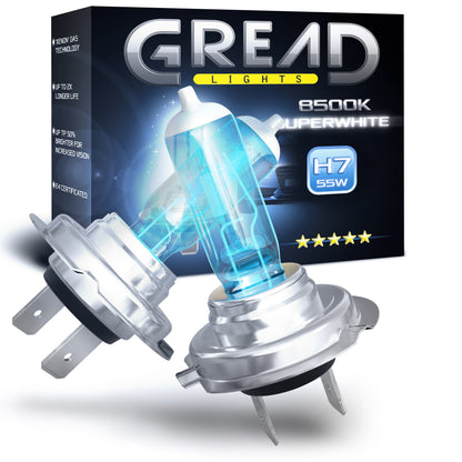 GREAD H7 Silverline Halogenlampe im Xenon-Look 8500K - 2er-Set